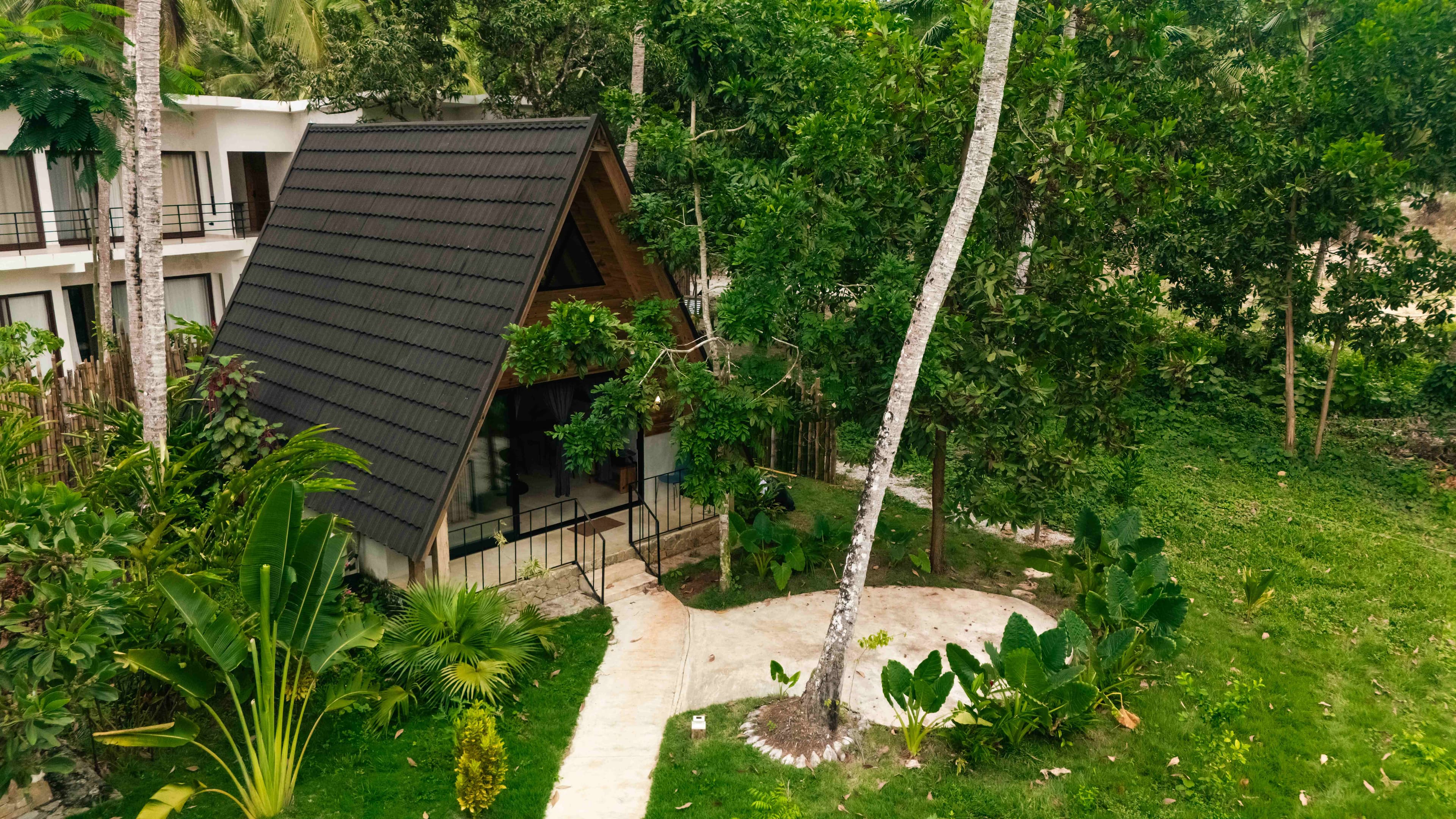 Aerial view over El Valle, where the jungle meets the sea